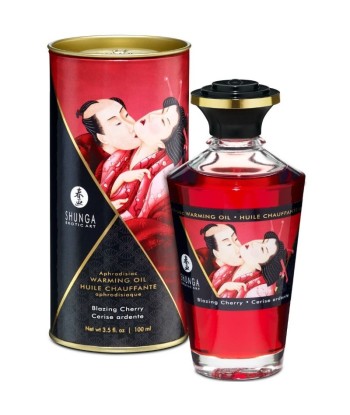 SHUNGA - ACEITE MASAJE EFECTO CALOR SABOR INTENSO CEREZA 100 ML