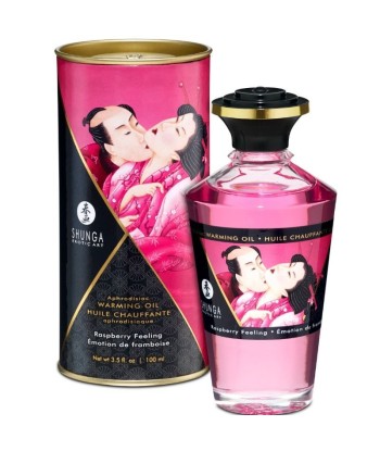 SHUNGA - ACEITE MASAJE EFECTO CALOR SABOR INTENSO FRAMBUESA 100 ML