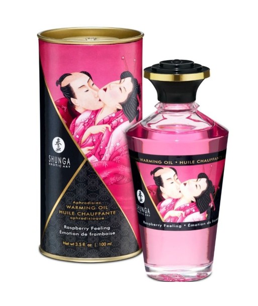 SHUNGA - ACEITE MASAJE EFECTO CALOR SABOR INTENSO FRAMBUESA 100 ML