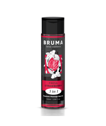 BRUMA - ACEITE DE MASAJE PREMIUM EFECTO CALOR SABOR FRESA 3 EN 1 - 100 ML