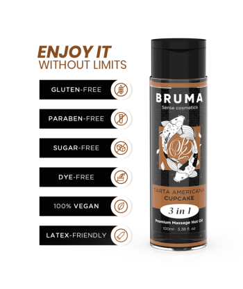 BRUMA - ACEITE DE MASAJE PREMIUM EFECTO CALOR SABOR TARTA AMERICANA 3 EN 1 - 100 ML