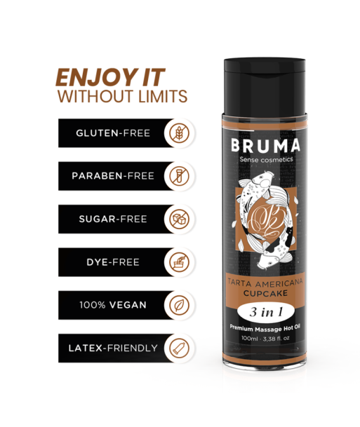 BRUMA - ACEITE DE MASAJE PREMIUM EFECTO CALOR SABOR TARTA AMERICANA 3 EN 1 - 100 ML BRUMA - ACEITE DE MASAJE PREMIUM EFECTO CALOR SABOR TARTA AMERICANA 3 EN 1 - 100 ML