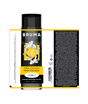 BRUMA - ACEITE DE MASAJE PREMIUM EFECTO CALOR SABOR PIÑA COLADA 3 EN 1 - 100 ML