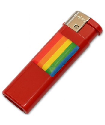 PRIDE - MECHERO ROJO CON BANDERA LGBT