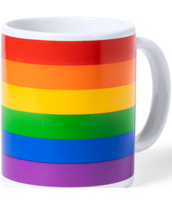 PRIDE - TAZA CON LA BANDERA LGBT EN CAJA INDIVIDUAL KRAFT -es-pt-en-fr-it-