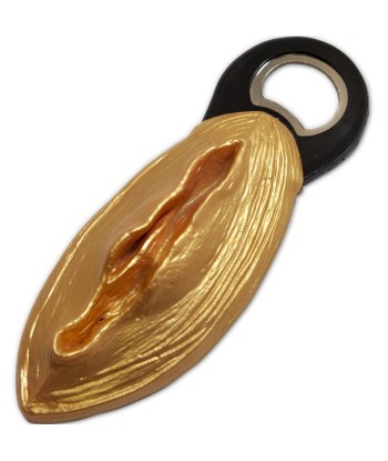 DIABLO PICANTE - ABRIDOR NEGRO CON FORMA VAGINA DORADO
