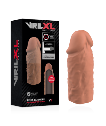 VIRILXL - EXTENSIÓN DE PENE LIQUID SILICONE V3 MARRÓN