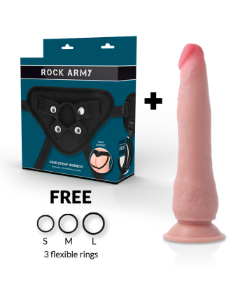 ROCKARMY - ARNÉS DUAL DENSITY CRUSADER DILDO REALISTA 21.5 CM -O- 4.46 CM
