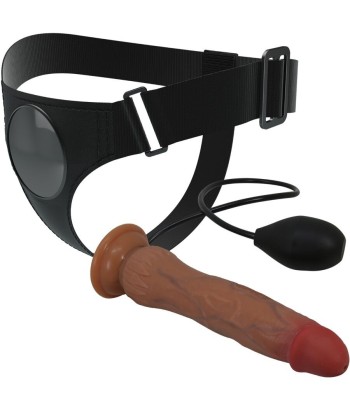 PRETTY LOVE - KYTON HARNESS BRIEFS UNIVERSAL CON DILDO SQUIRTING 19 CM MULATO