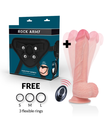 ROCKARMY - ARNÉS LIQUID SILICONE VIBRADOR CONTROL REMOTO PREMIUM APACHE 20.5 CM -O- 4.62 CM
