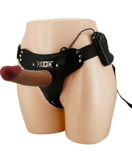 PRETTY LOVE - STARKS HARNESS BRIEFS VIBRACIÓN MULTI-VELOCIDAD DILDO 17,5 CM MULATO