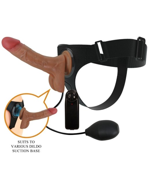 PRETTY LOVE - HARNESS BRIEFS UNIVERSAL CON DILDO VIBRACIÓN Y SQUIRTING 15.5 CM MULATO