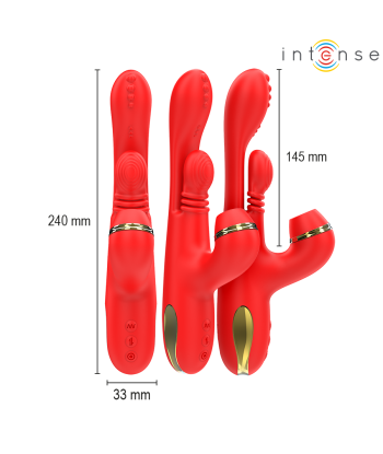 INTENSE - KATY ESTIMULADOR CLÍTORIS MULTIFUNCIÓN 4 CABEZALES INTERCAMBIABLES ROJO