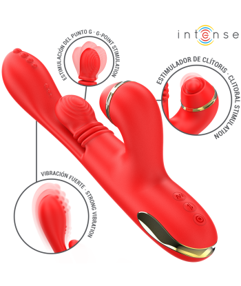 INTENSE - KATY ESTIMULADOR CLÍTORIS MULTIFUNCIÓN 4 CABEZALES INTERCAMBIABLES ROJO