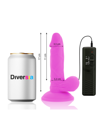 DIVERSIA - DILDO REALÍSTICO FLEXIBLE CON VIBRACIÓN MORADO 17 CM -O- 3.3 CM