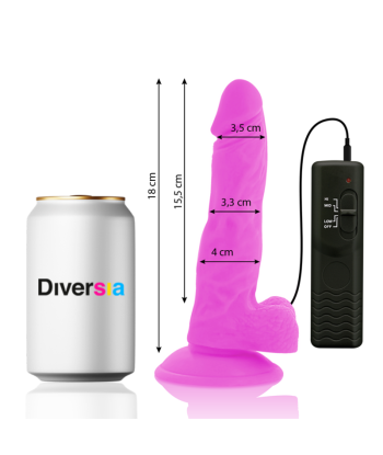 DIVERSIA - DILDO REALÍSTICO FLEXIBLE CON VIBRACIÓN LILA 18 CM -O- 4 CM