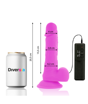 DIVERSIA - DILDO REALÍSTICO FLEXIBLE CON VIBRACIÓN LILA 20.5 CM -O- 4.2 CM