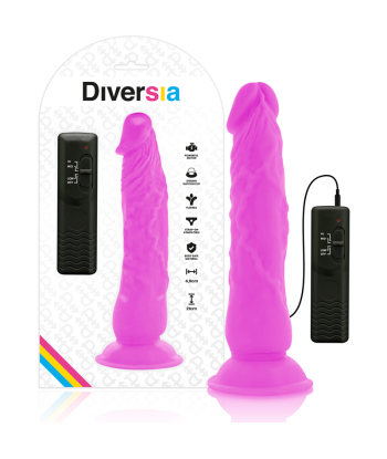 DIVERSIA - DILDO REALÍSTICO FLEXIBLE CON VIBRACIÓN LILA 21 CM -O- 4.9 CM