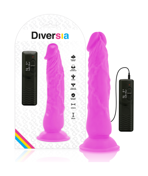 DIVERSIA - DILDO REALÍSTICO FLEXIBLE CON VIBRACIÓN LILA 21 CM -O- 4.9 CM DIVERSIA - DILDO REALÍSTICO FLEXIBLE CON VIBRACIÓN LILA 21 CM -O- 4.9 CM