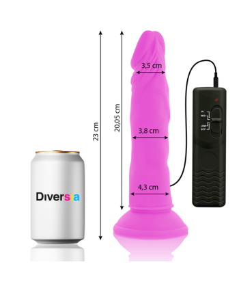 DIVERSIA - DILDO REALÍSTICO FLEXIBLE CON VIBRACIÓN LILA 23 CM -O- 4.3 CM