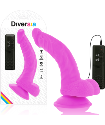 DIVERSIA - DILDO REALÍSTICO FLEXIBLE CON VIBRACIÓN LILA 21.5 CM -O- 4.5 CM