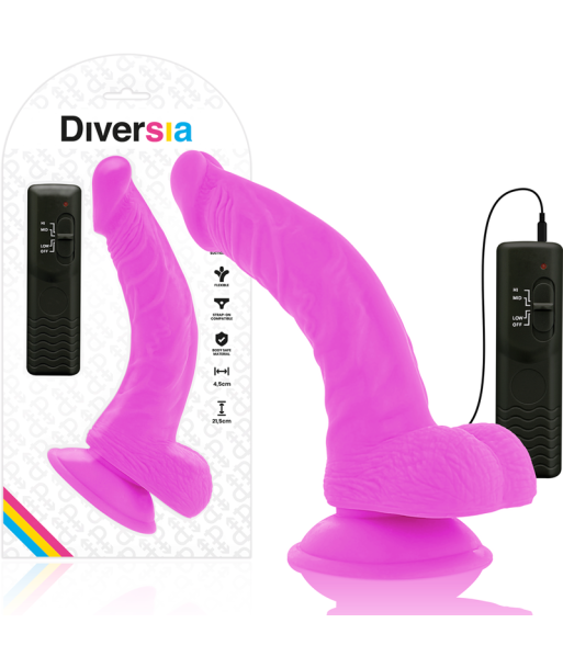 DIVERSIA - DILDO REALÍSTICO FLEXIBLE CON VIBRACIÓN LILA 21.5 CM -O- 4.5 CM DIVERSIA - DILDO REALÍSTICO FLEXIBLE CON VIBRACIÓN LILA 21.5 CM -O- 4.5 CM