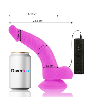 DIVERSIA - DILDO REALÍSTICO FLEXIBLE CON VIBRACIÓN LILA 21.5 CM -O- 4.5 CM