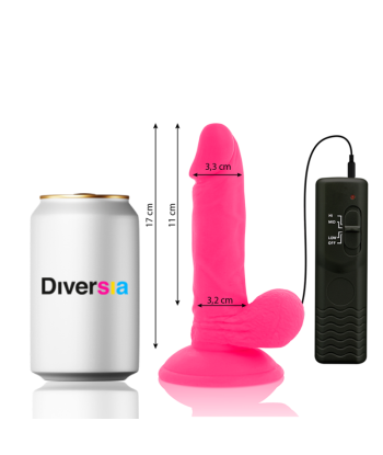 DIVERSIA - DILDO REALÍSTICO FLEXIBLE CON VIBRACIÓN ROSA 17 CM -O- 3.3 CM