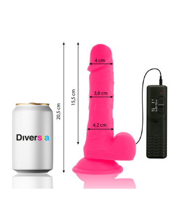 DIVERSIA - DILDO REALÍSTICO FLEXIBLE CON VIBRACIÓN ROSA 20.5 CM -O- 4.2 CM