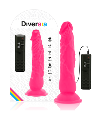 DIVERSIA - DILDO REALÍSTICO FLEXIBLE CON VIBRACIÓN ROSA 21 CM -O- 4.9 CM