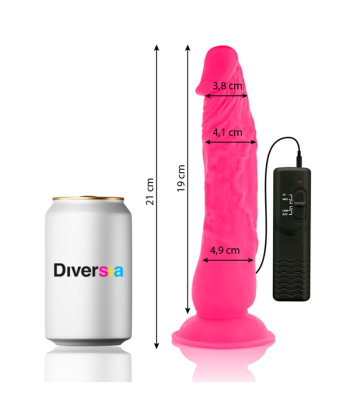 DIVERSIA - DILDO REALÍSTICO FLEXIBLE CON VIBRACIÓN ROSA 21 CM -O- 4.9 CM