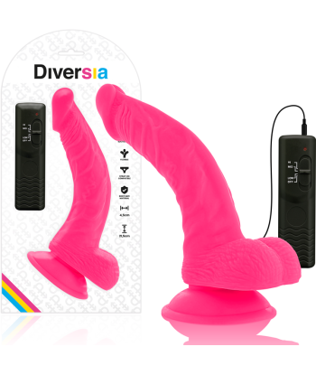 DIVERSIA - DILDO REALÍSTICO FLEXIBLE CON VIBRACIÓN ROSA 21.5 CM -O- 4.5 CM