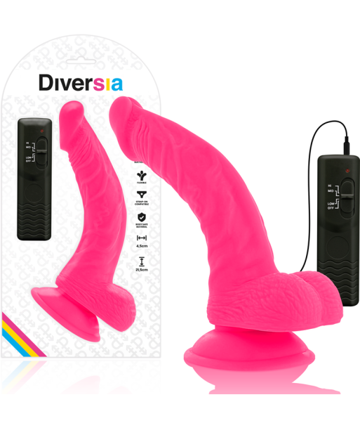 DIVERSIA - DILDO REALÍSTICO FLEXIBLE CON VIBRACIÓN ROSA 21.5 CM -O- 4.5 CM DIVERSIA - DILDO REALÍSTICO FLEXIBLE CON VIBRACIÓN ROSA 21.5 CM -O- 4.5 CM