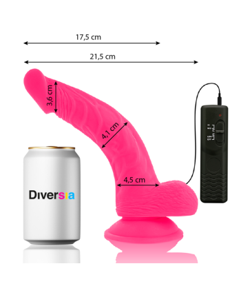 DIVERSIA - DILDO REALÍSTICO FLEXIBLE CON VIBRACIÓN ROSA 21.5 CM -O- 4.5 CM