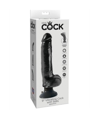 KING COCK - DILDO VIBRADOR CON TESTÍCULOS 23 CM NEGRO