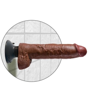KING COCK - DILDO VIBRADOR CON TESTÍCULOS 25.5 CM COLOR MARRÓN