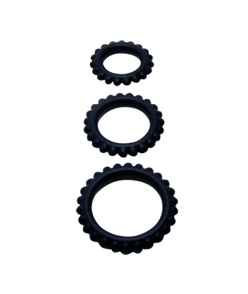 BAILE - TITAN SET 3 PCS COCK RING BLACK 2.8 2.4 1.9 CM