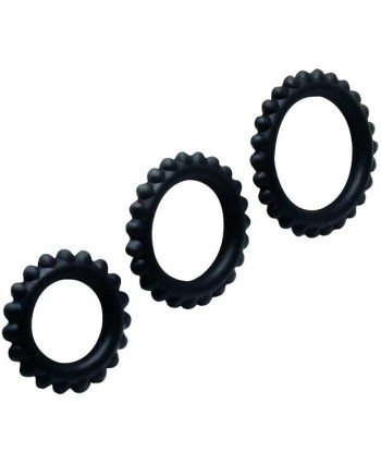 BAILE - TITAN SET 3 PCS COCK RING BLACK 2.8 2.4 1.9 CM