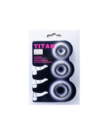 BAILE - TITAN SET 3 PCS COCK RING BLACK 2.8 2.4 1.9 CM