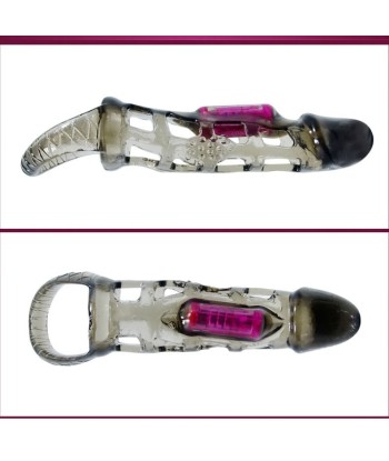 BAILE - FUNDA EXTENSORA PENE CON VIBRACIÓN Y STRAP 13.5 CM