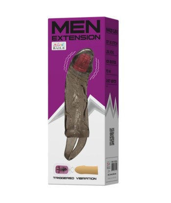 BAILE - FUNDA EXTENSORA PENE CON VIBRACIÓN Y STRAP PARA TESTÍCULOS 13.5 CM