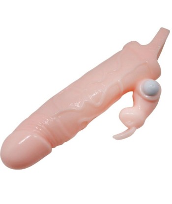 BAILE - BRAVE MAN FUNDA PENE CON RABBIT VIBRADOR 16.5 CM NATURAL