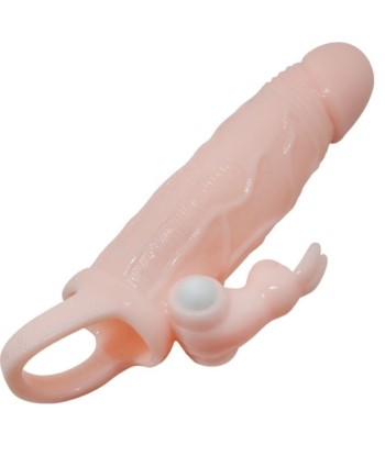 BAILE - BRAVE MAN FUNDA PENE CON RABBIT VIBRADOR 16.5 CM NATURAL