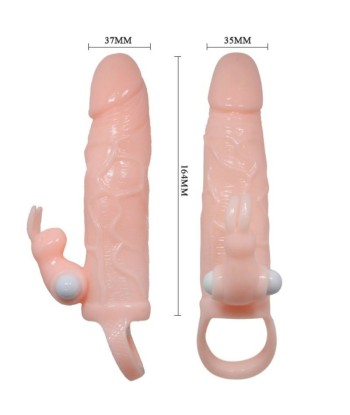 BAILE - BRAVE MAN FUNDA PENE CON RABBIT VIBRADOR 16.5 CM NATURAL
