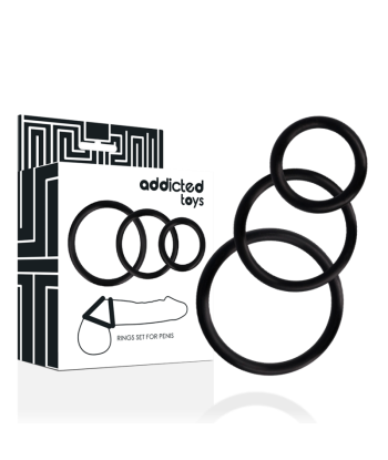 ADDICTED TOYS - SET ANILLOS PENE NEGRO