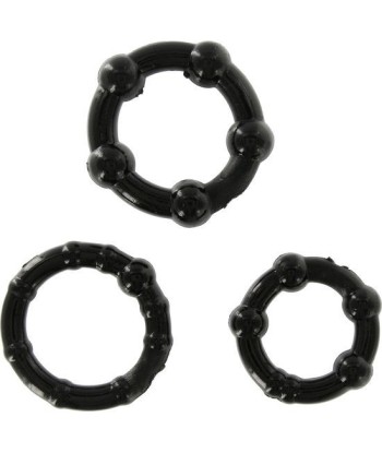 SEVEN CREATIONS - JUEGO TRES ANILLOS PENE NEGRO