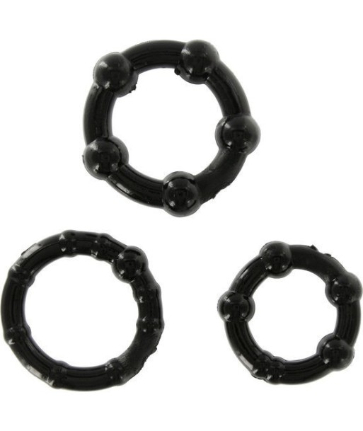 SEVEN CREATIONS - JUEGO TRES ANILLOS PENE NEGRO