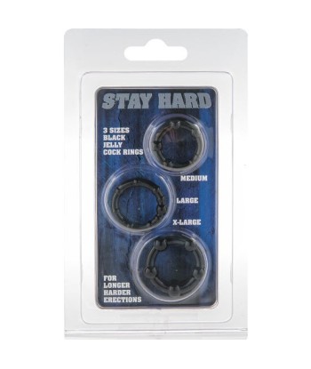 SEVEN CREATIONS - JUEGO TRES ANILLOS PENE NEGRO