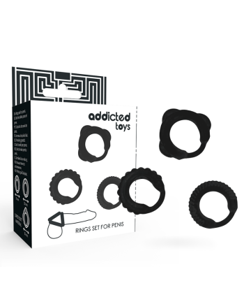 ADDICTED TOYS - SET 3 ANILLOS PENE NEGRO