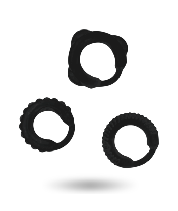 ADDICTED TOYS - SET 3 ANILLOS PENE NEGRO